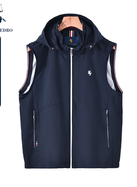 保罗彼得春秋季男士背心马甲时尚内外穿连帽可拆上衣RRDA73140
