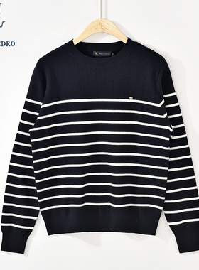 保罗彼得春秋装新款女士长袖针织衫圆领套头宽松毛衣MLDC34870