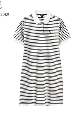 保罗彼得2025夏新款女短袖Polo连衣裙条纹翻领专柜同款 NAEB43570