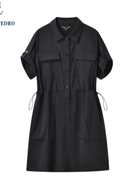 保罗彼得2025夏新款女短袖连衣裙工装收腰透气专柜同款 SKEB52920