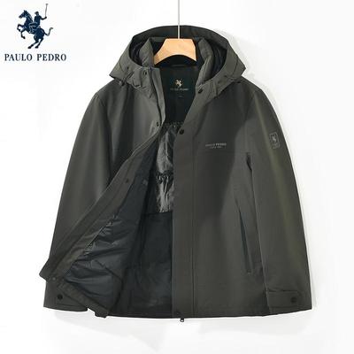 保罗彼得冬季新款男士连帽90鹅绒保暖外套加厚羽绒服RTDD75591