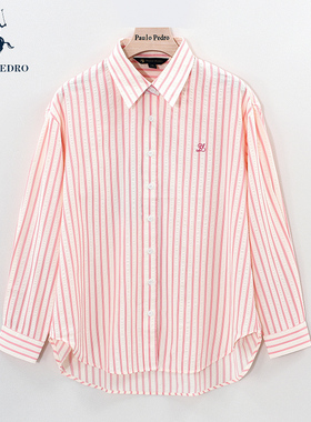 CWEA59640 保罗彼得2025年春夏新款女式长袖套装专柜同款条纹衬衫