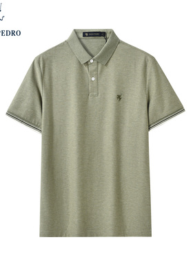 保罗彼得夏新款POLO衫纯色刺绣百搭宽松吸汗透气短袖T恤TJEB65521