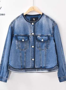 NIEA73750 保罗彼得2025年春装新款长袖牛仔短外套圆领上衣时尚