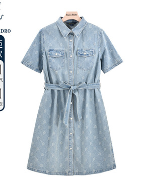 CWDB40880保罗彼得2024年春夏新款连衣裙女修身显瘦牛仔裙A字收腰