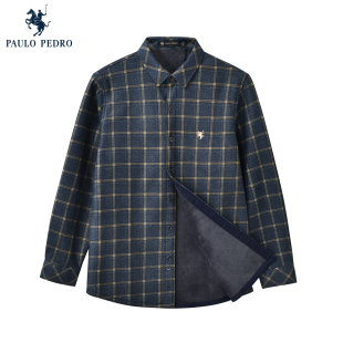 保罗彼得秋冬新款 男衬衣加绒格子商务休闲加厚保暖MMDD59561 衬衫