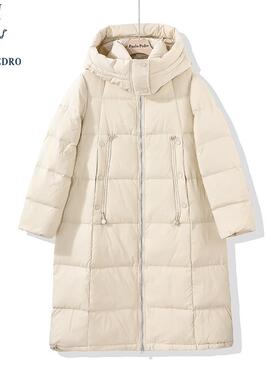 保罗彼得冬季新款女士连帽中长款鹅绒服外套保暖大衣AFDD76631