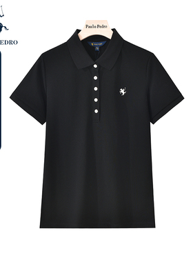 保罗彼得夏装新款商务休闲百搭短袖POLO衫女棉T恤上衣YTDB40091