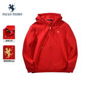 保罗彼得2026春新款 红色新年连帽卫衣外套男士 休闲上衣TBEDW00300