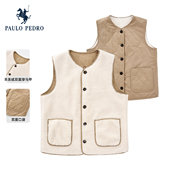 双面穿保罗彼得2025秋冬女羊羔绒马甲夹棉保暖无袖 棉服DSECA00170