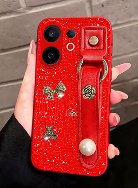 2026马年红色新款腕带适用vivoS30手机壳硅胶S18外壳S9春节Y100i秋冬T1x过年S20网红Y200喜庆S19高级感Y500