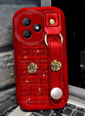 红色针织新年本命年适用荣耀X50i+手机壳高级感华为P60Art喜庆60冬天nova12结婚11新款X50GT春节60Pro+全包10