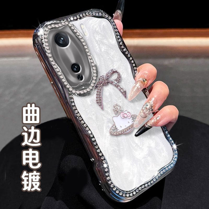 电镀奶油镶钻珠光白，不掉钻，不掉漆