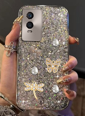 直边电镀爆闪适用vivoY76s手机壳女款Z3新年Y300PRO奢华X702025年7竞速版新品z8保护套x100ultra蛇年X80防摔9