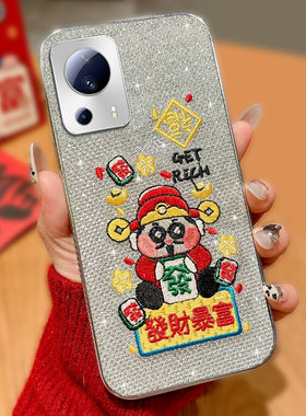 红色喜庆新年财神爷适用小米Civi2手机壳高级感k50外壳Note11 全包11过年14Ultra本命年9蛇年1S春节12保护套