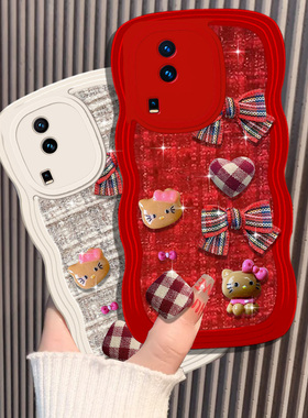 蛇年新年本命年红色学院风适用iQOONeo7手机壳布艺9冬天S16PRO女款s18PRO针织Z7高级感5活力版新款Y77 5G