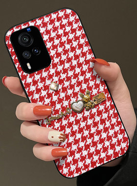 冬天针织布艺适用vivoX60手机壳女款X50高级感X80新款X60情侣X9红色Y35+蛇年X200mini毛绒X60+保护套