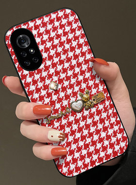 冬天针织布艺适用华为nova8手机壳毛绒4E高级感7SE 5G活力版女款7全包12保护套9Pro新年9蛇年11SE红色6 4G