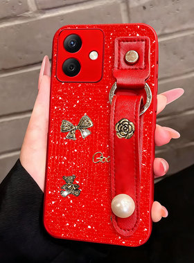 2026马年红色新款腕带适用荣耀X60i手机壳网红Play6TPro硅胶X20过年X7冬天5T带支架8T新品7pro春节70软6T喜庆