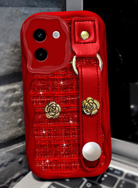 红色针织新年本命年适用vivoY200手机壳高级感S17过年S19喜庆Y3布艺12冬天Y77 5G保护套S16蛇年s1/2025年9S