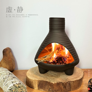 虚静◆手作陶瓷香薰炉圣木鼠尾草雪松炉燃烧托盘烟囱支架