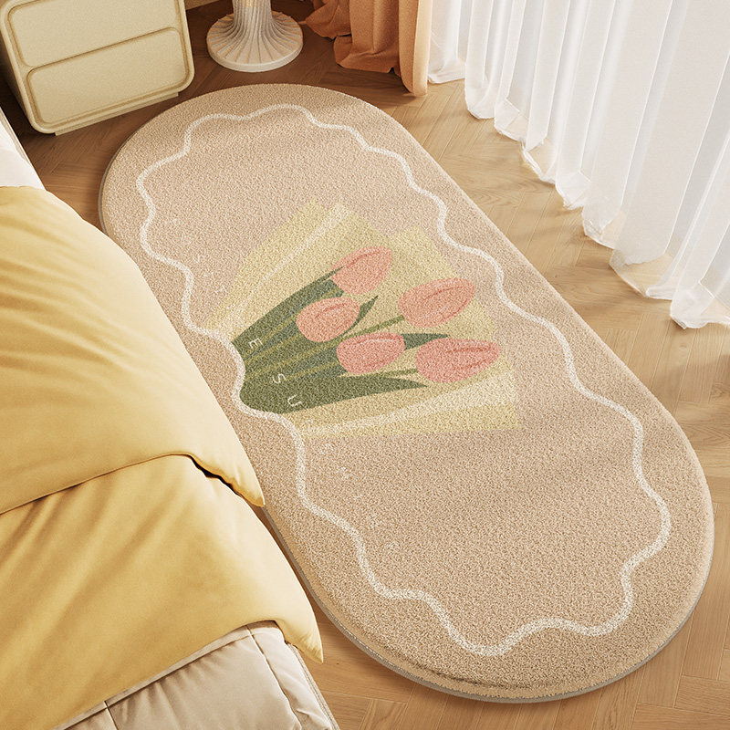 卧室床边地毯家用房间长条防滑垫客厅轻奢高级感仿羊绒椭圆形脚垫,居家布艺,床边毯,淘宝优惠券,粉丝福利购,淘宝优惠卷