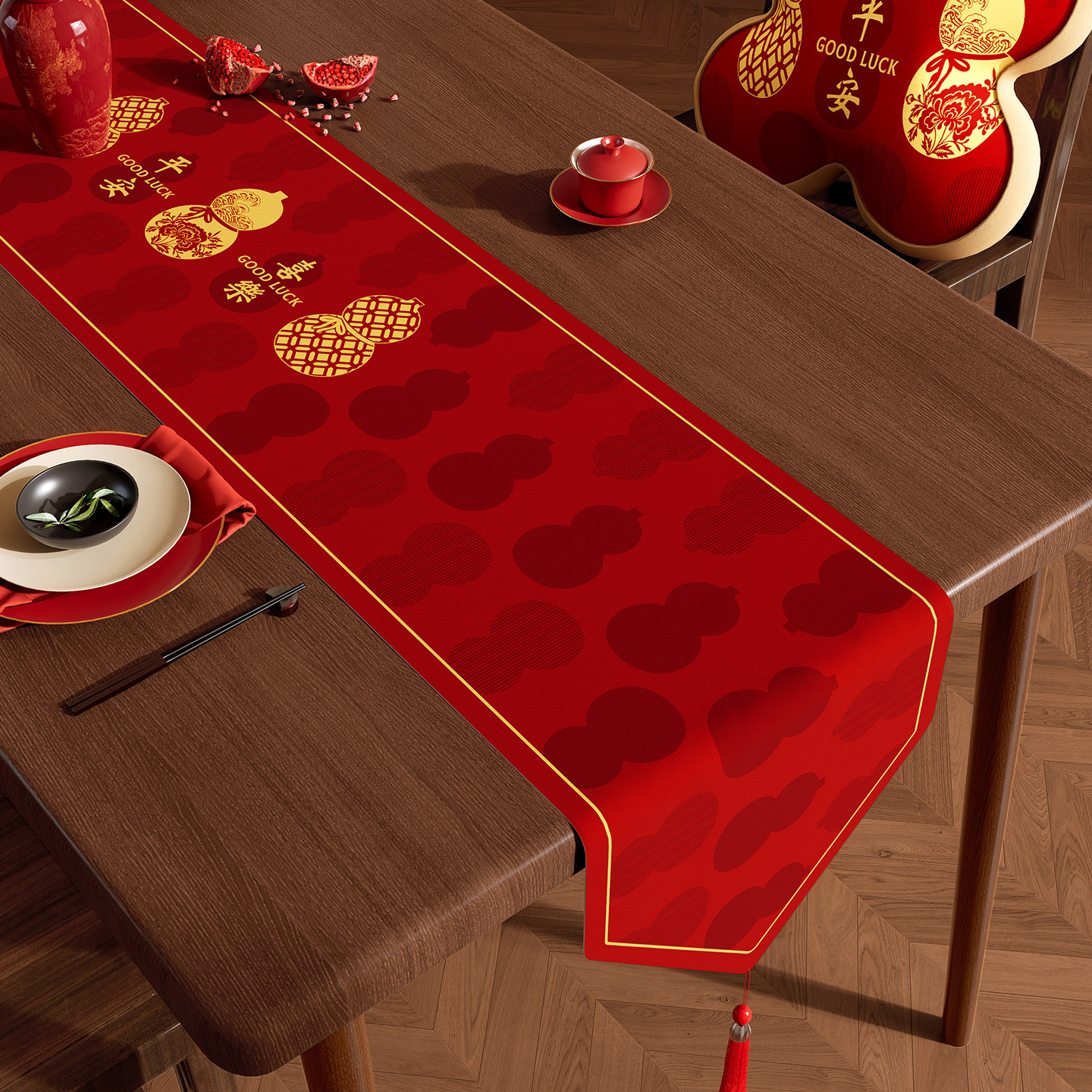 新年桌旗红色喜庆茶席春节氛围感布置茶桌垫2026新款长条茶几台布,居家布艺,桌旗,淘宝优惠券,粉丝福利购,淘宝优惠卷