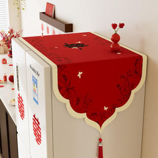 结婚异形冰箱盖布婚房单双开门喜字装饰防尘罩红色喜庆微波炉盖巾