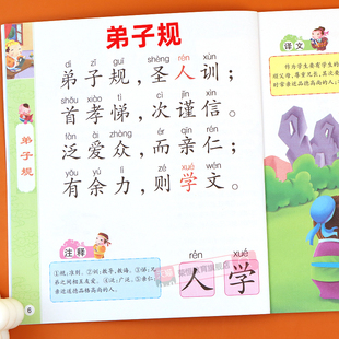 幼儿园中大班彩图带注拼音大字朗读绘本少儿科普小学生一年级课外阅读 弟子规国学经典 读物正版 启蒙国学经典 书籍学前教育早教 正版