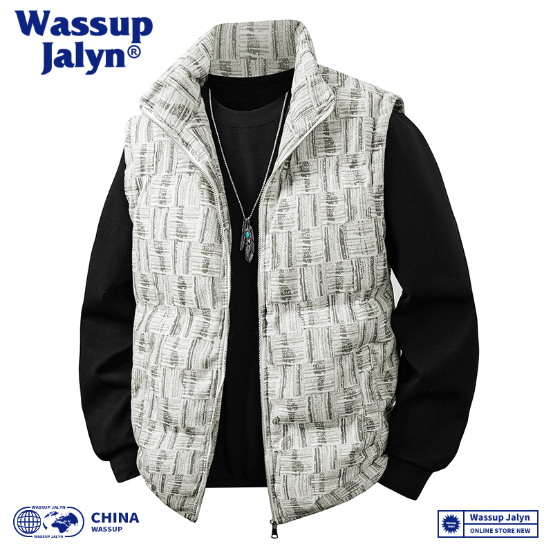 WASSUP JALYN无袖立领棉服马甲男秋冬季新款加厚保暖坎肩棉衣外套