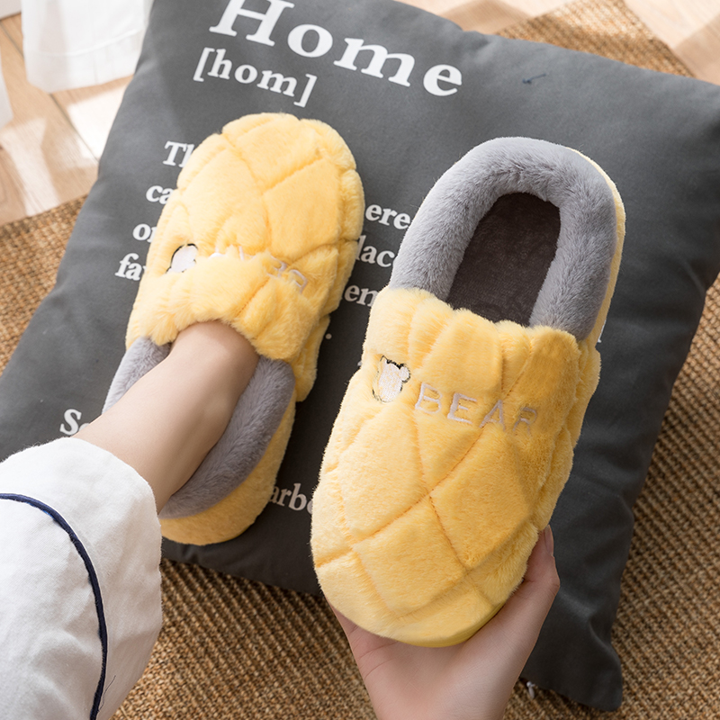 包跟冬天可爱风防滑毛绒棉拖鞋