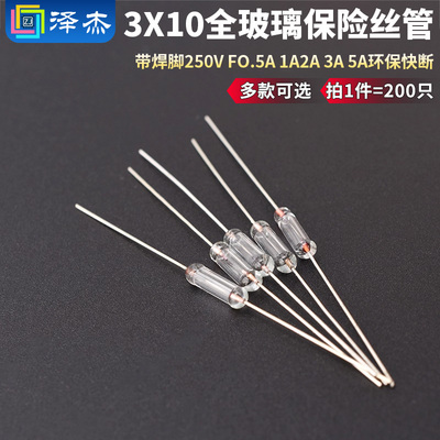 3*10MM带焊脚全玻璃保险丝管