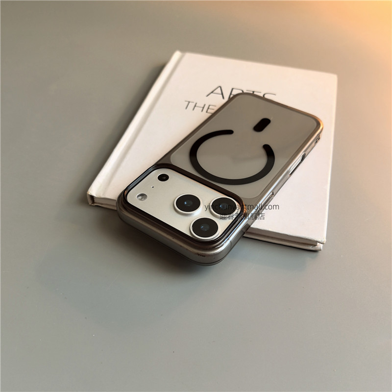 黑色PC磁吸适用苹果17手机壳16Pro透明15pro简约16高级感iPhone15防摔14新款17pro全包16promax男女