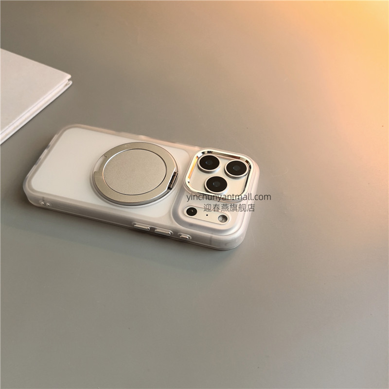 白色支架适用苹果17手机壳透明16Pro磨砂15pro简约16高级感iPhone15防摔14新款17Pro全包16promax男女13