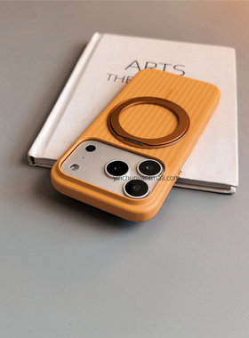 橙色准分子360支架适用苹果17手机壳16Pro硬15pro简约16高级感iPhone15防摔14新款17pro全包16promax男女超火