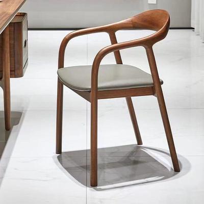 北欧简约实木餐椅家用椅子靠背真皮舒美特椅凳子新中式餐桌椅茶椅