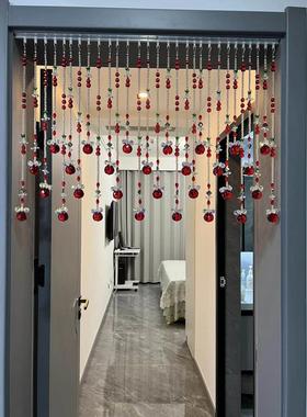 新款红色八方来财水晶珠帘客厅隔间帘风水葫芦帘