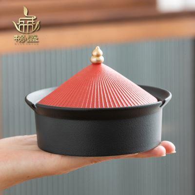 榜盛烟灰缸时尚创意个性家用客厅办公室密封防飞带盖陶瓷高档潮流