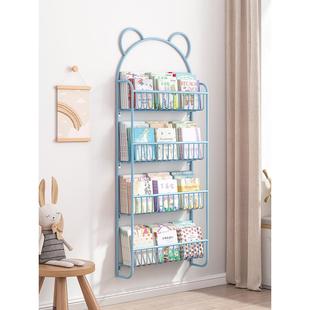 简易书架铁艺儿童绘本收纳架书本挂墙上省空间小型宝宝置物架书柜