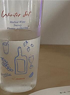 LeLemonade玻璃杯大容量女高颜值高硼硅耐高温ins小众插画吸管杯