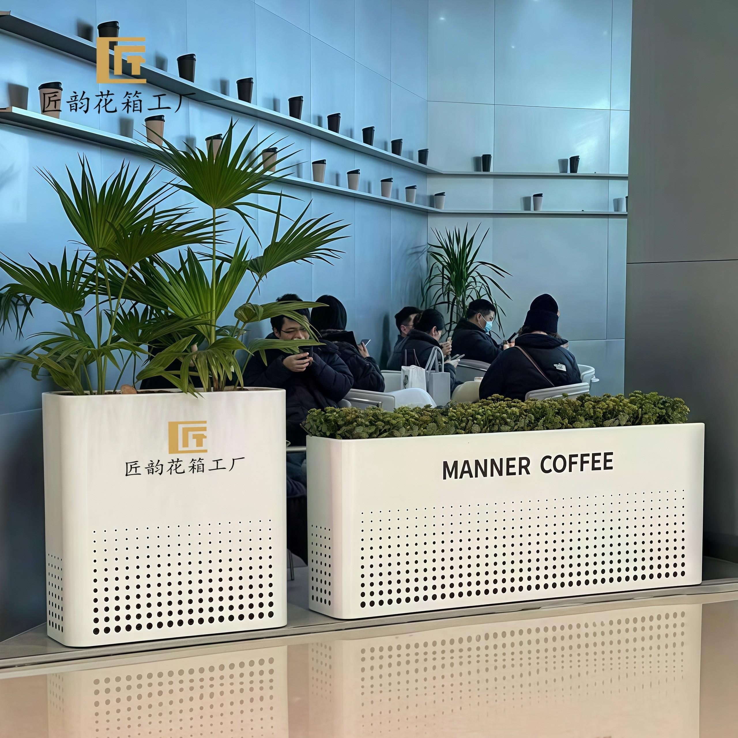 户外铁艺不锈钢定制花箱阳台长方形围栏隔断商业街外摆花槽花坛