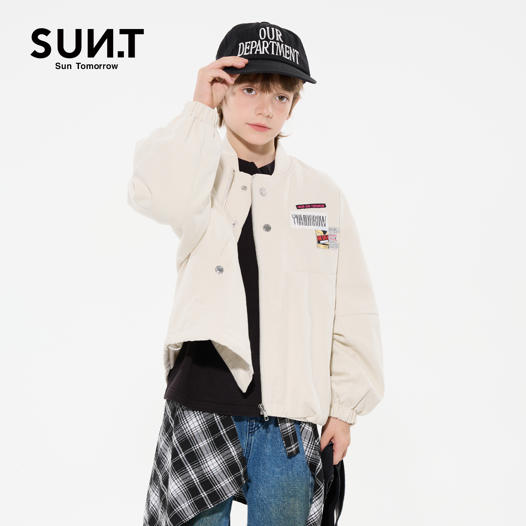 suntomorrow儿童休闲外套男潮牌2025秋装新款中大童棒球服薄开衫