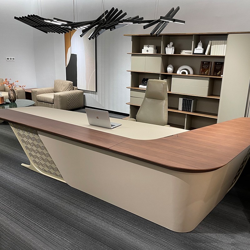 新中式实木老板桌简约现代总裁桌大班台经理董事长高端办公桌定制