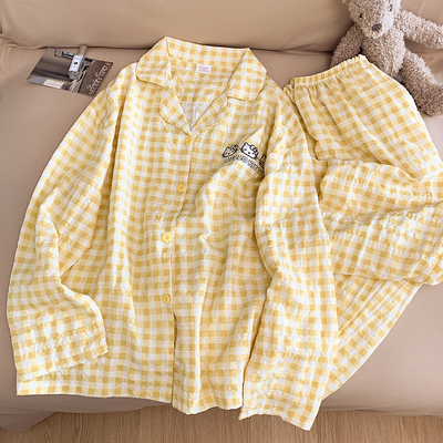 春秋日系薄款长袖长裤家居服