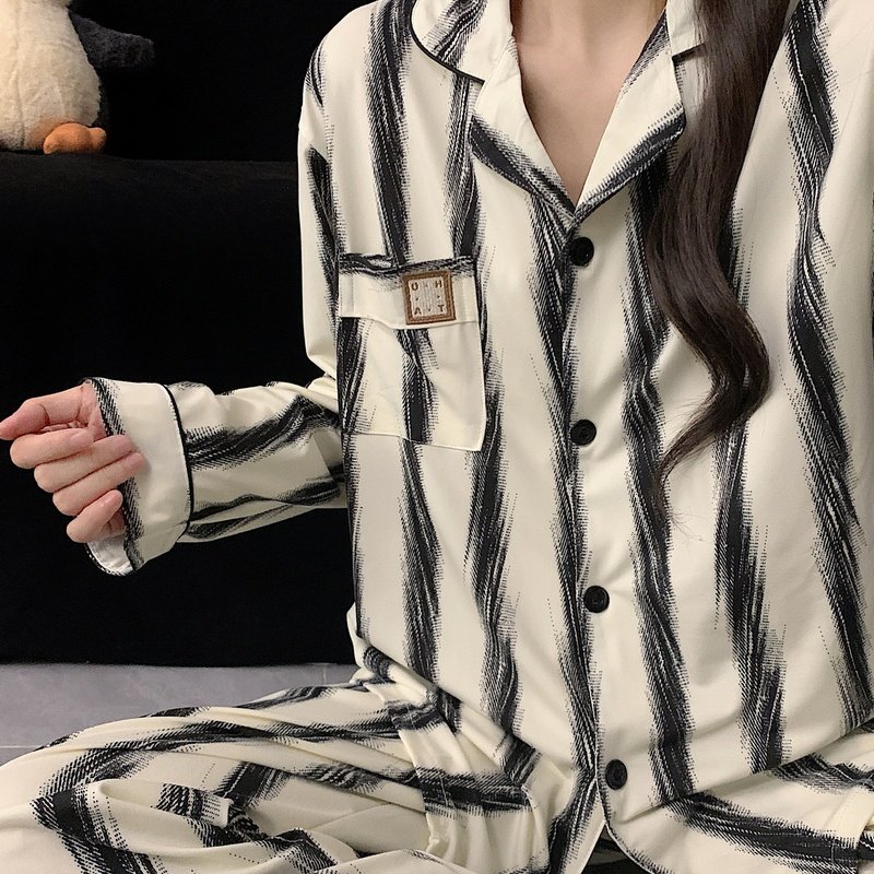 日系简约条纹黑白条纹睡衣女春秋季长袖长裤纯棉家居服套装可外穿,女士内衣/男士内衣/家居服,睡衣/家居服套装,淘宝优惠券,粉丝福利购,淘宝优惠卷