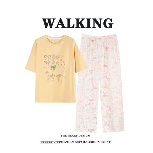 100%纯棉睡衣女带胸垫一体