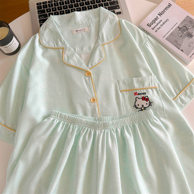 夏天季纯棉短袖女孩家居服套装