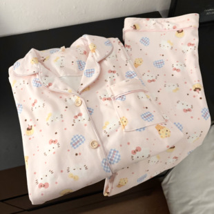 保暖磨毛HelloKitty德绒睡衣女款秋冬薄绒可外穿高颜值家居服套装