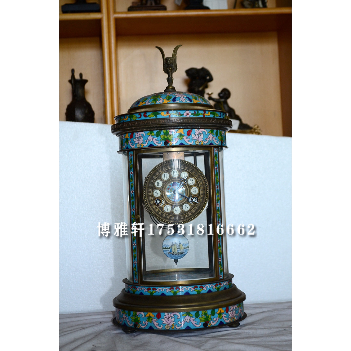 博雅轩古典钟纯铜机械圆亭式发条报时台钟三五表芯仿宫廷古董回流
