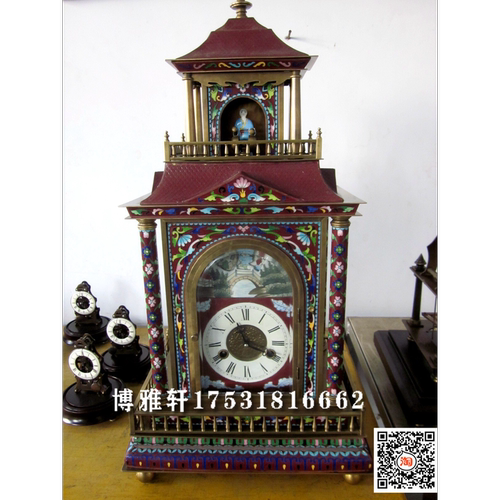 钟表景泰蓝錾珐琅和尚敲钟机械座钟纯铜转八仙动态台钟仿故宫古董